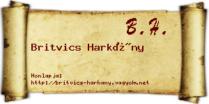 Britvics Harkány névjegykártya